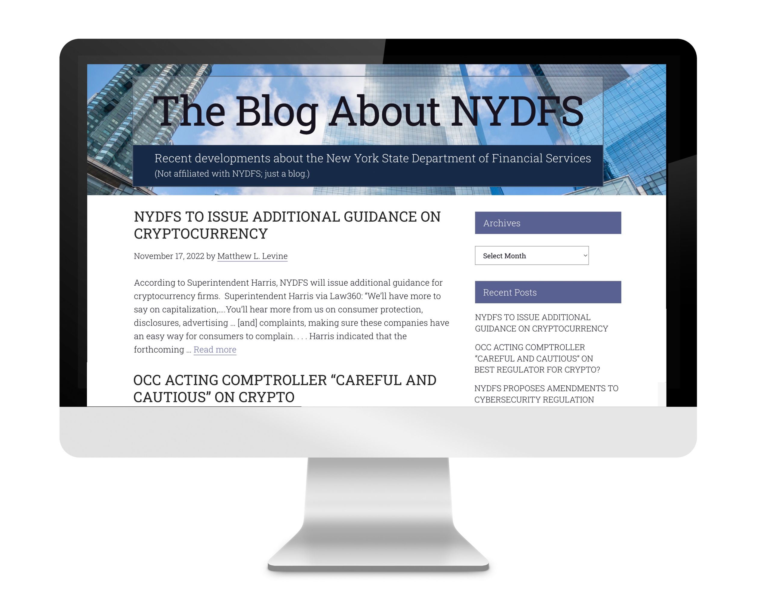 The Blog About NYDFS website designed by DLS Design.