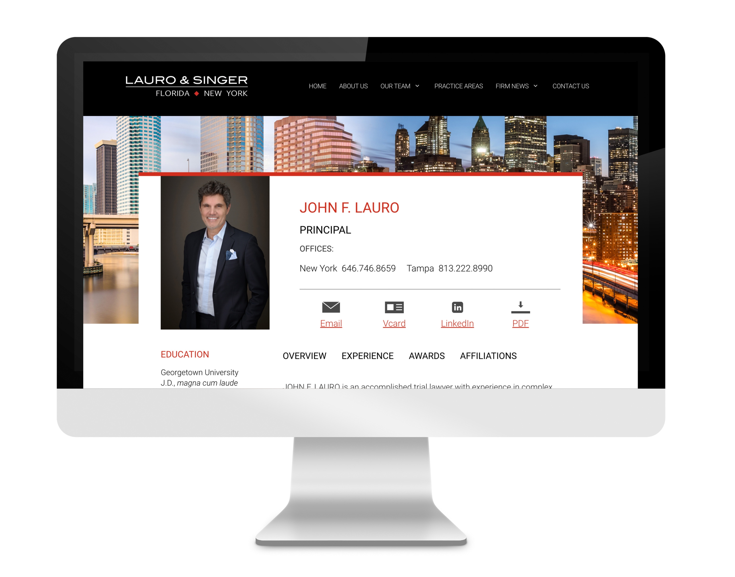 Lauro & Singer website design by DLS Design