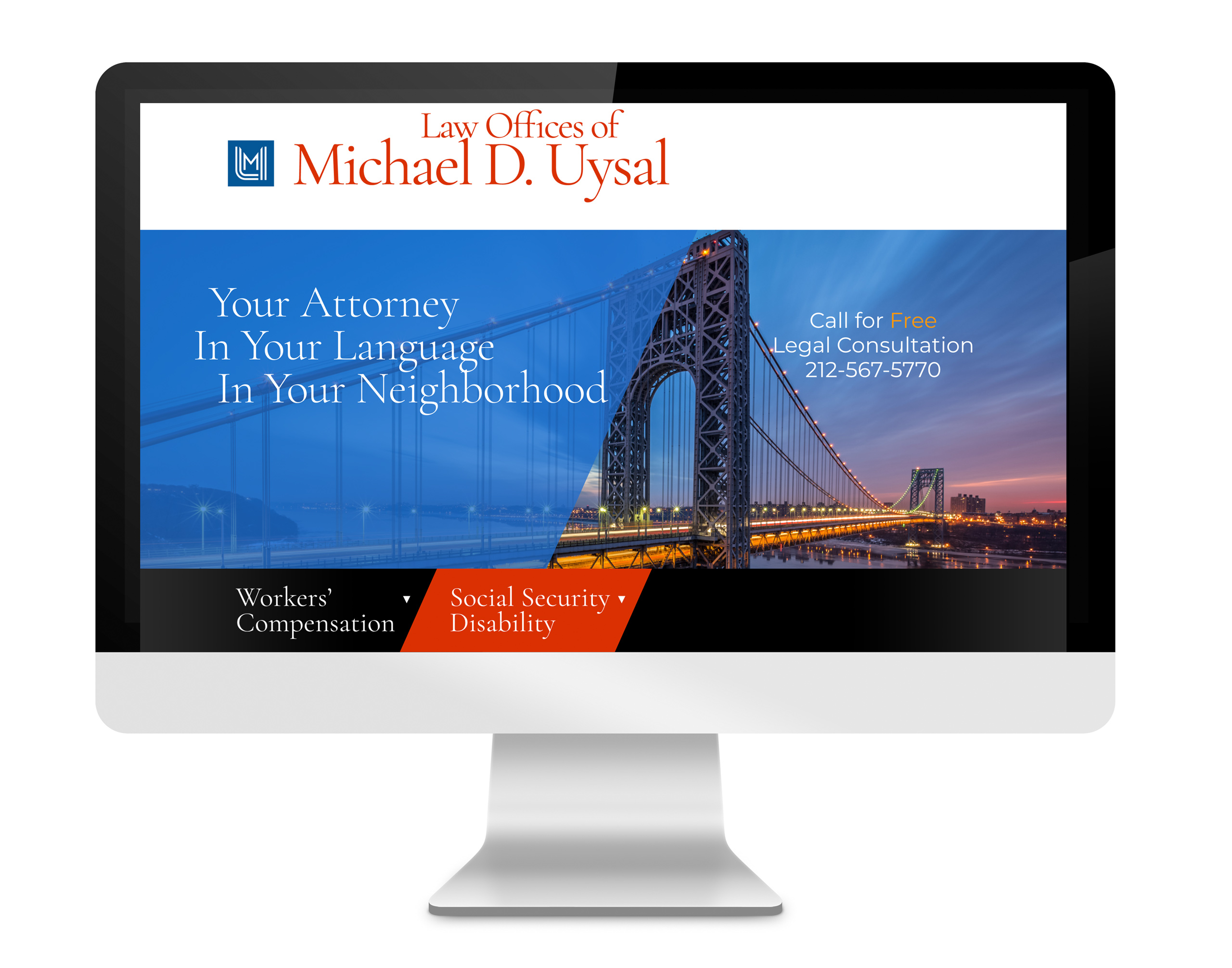 Law Offices of Michael D. Uysal website designed by DLS Design.