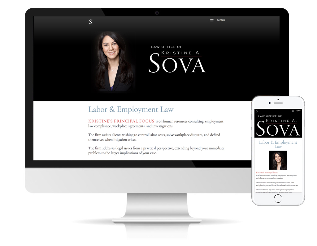 Kristine Sova legal website designed by DLS Design