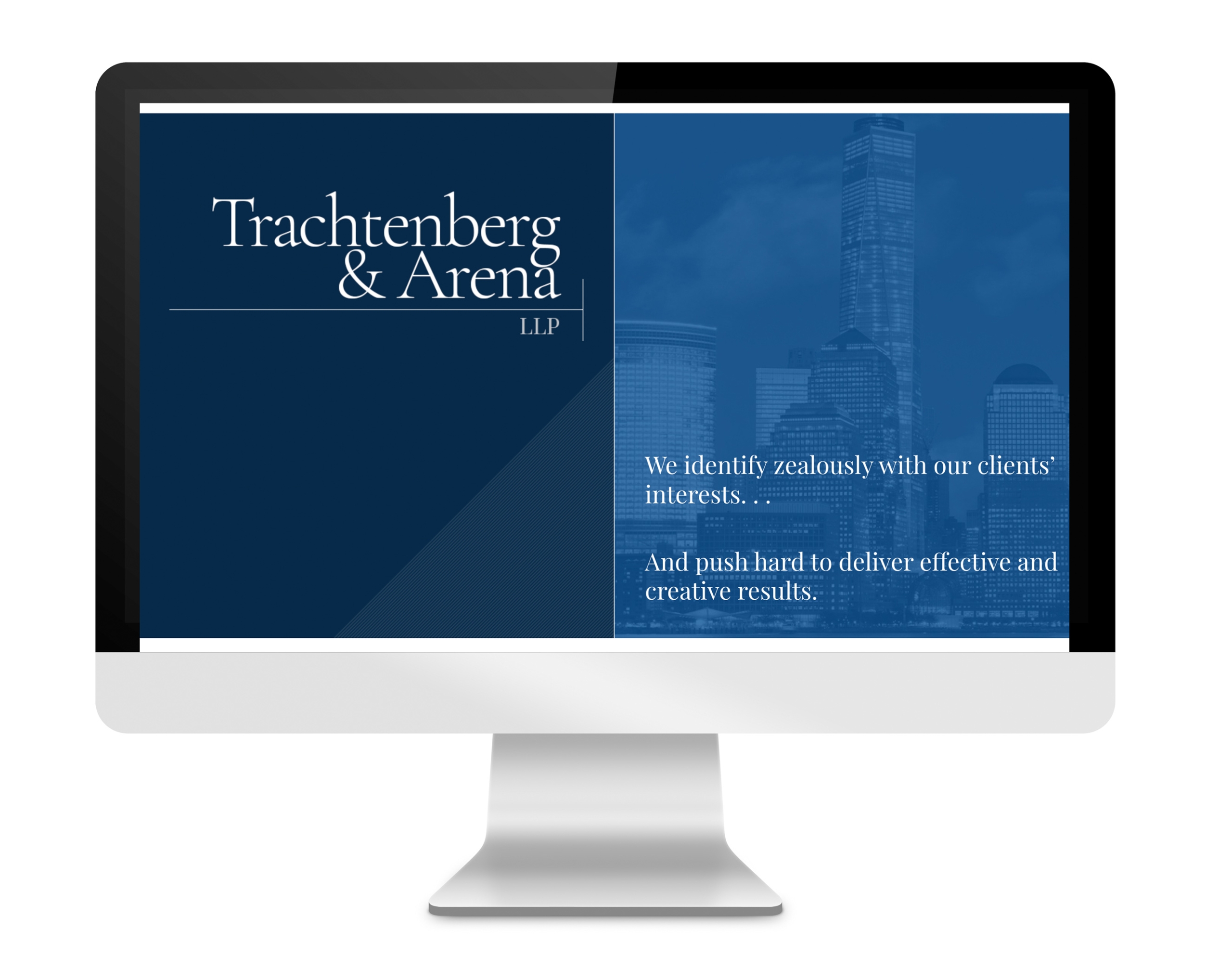 Trachtenberg & Arena homepage. DLS Design created the website along with the firm's logo.